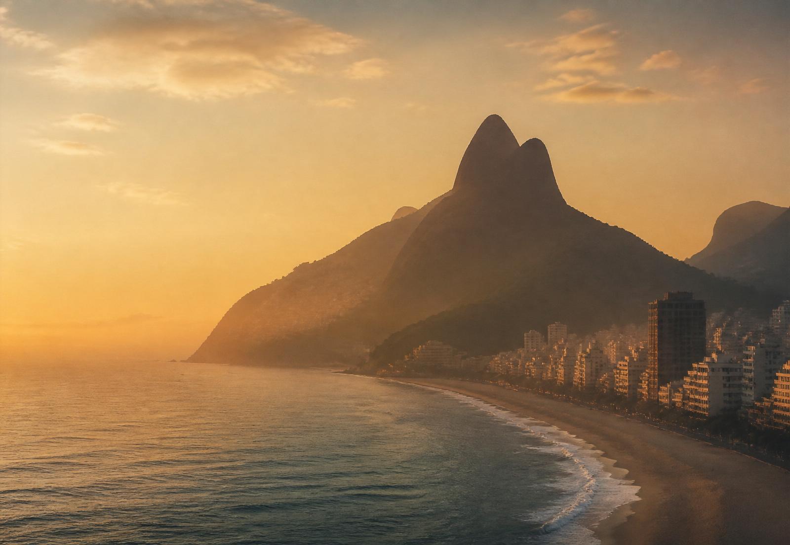 Rio de Janeiro visto de Ipanema ao entardecer